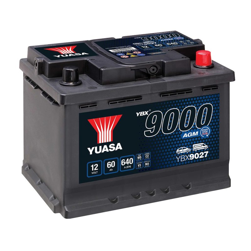 Recambio de bateria para universal bateria yuasa 60ah en 640a agm 242x175x190 referencia OEM IAM YBX9027 NUEVO 