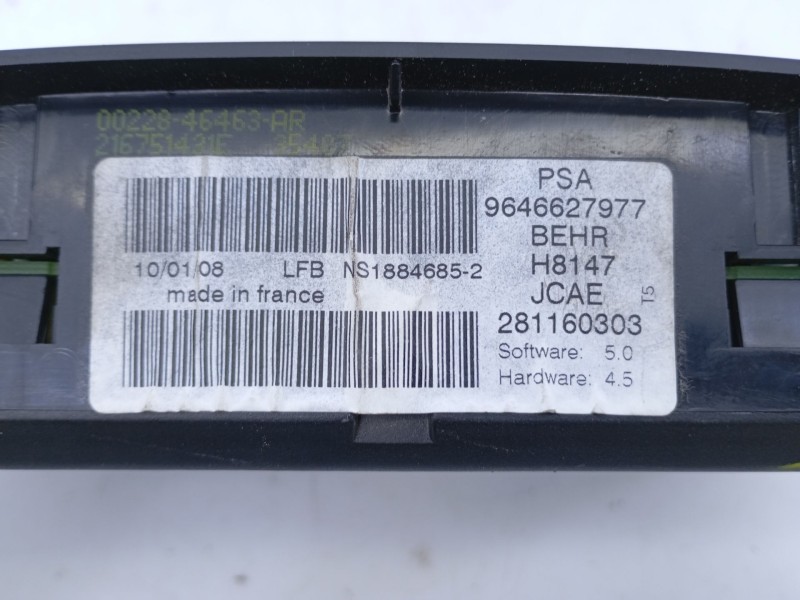 Recambio de mando climatizador para peugeot 307 break / sw (s1) 1.6 hdi referencia OEM IAM 9646627977  