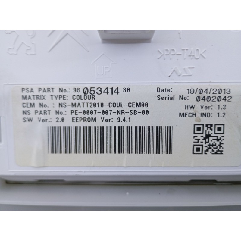 Recambio de cuadro instrumentos para peugeot 2008 (--.2013) allure referencia OEM IAM 9805396580  