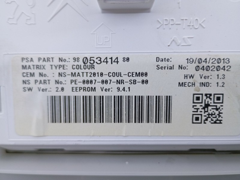 Recambio de cuadro instrumentos para peugeot 2008 (--.2013) allure referencia OEM IAM 9805396580  