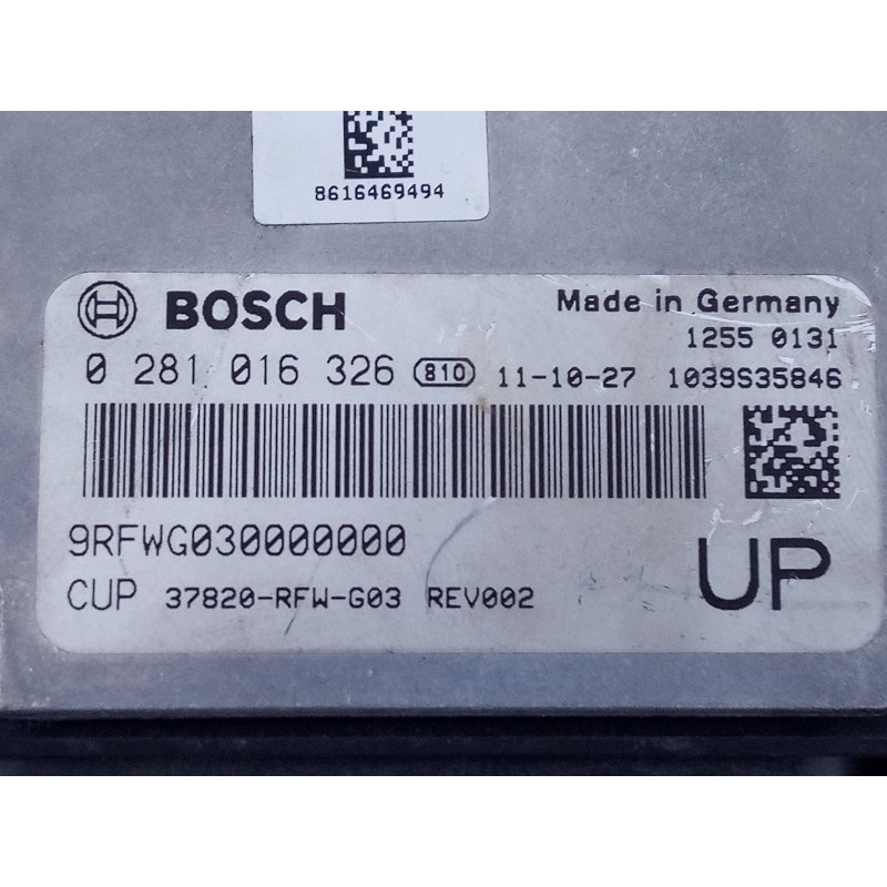 Recambio de centralita motor uce para honda cr-v elegance 4x4 referencia OEM IAM 0281016326 9RFWG030000000 