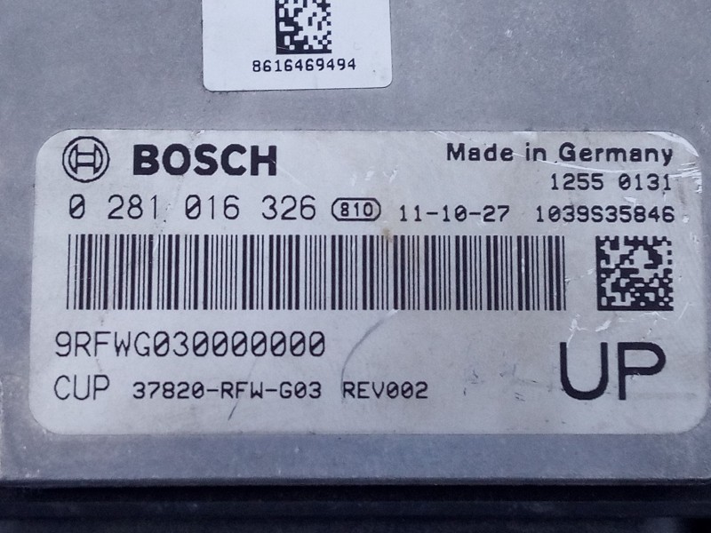 Recambio de centralita motor uce para honda cr-v elegance 4x4 referencia OEM IAM 0281016326 9RFWG030000000 
