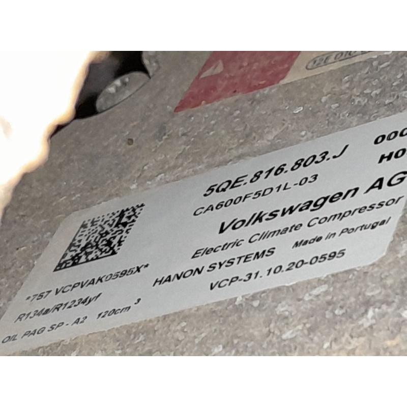 Recambio de compresor aire acondicionado para seat leon leon 5f8 st fr e-hybrid referencia OEM IAM 5QE816803J  