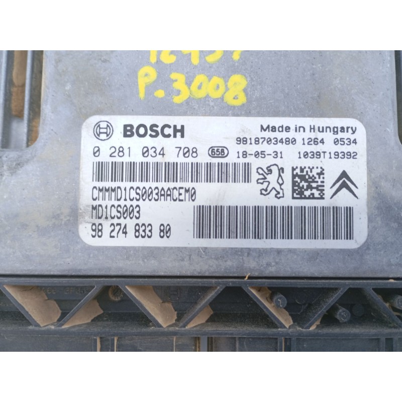 Recambio de centralita motor uce para peugeot 3008 gt line referencia OEM IAM 9827483380 0281034708 