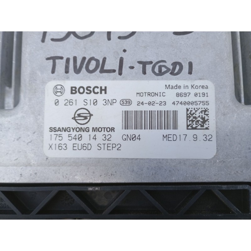 Recambio de centralita motor uce para ssangyong tivoli 1500 tgdi 135 cv / 99 kw referencia OEM IAM 1755401432 0261S103NP 