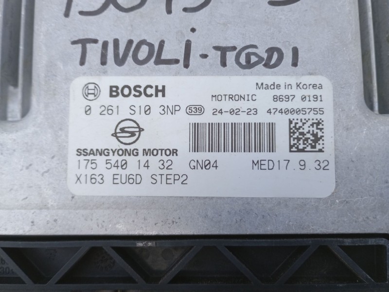 Recambio de centralita motor uce para ssangyong tivoli 1500 tgdi 135 cv / 99 kw referencia OEM IAM 1755401432 0261S103NP 