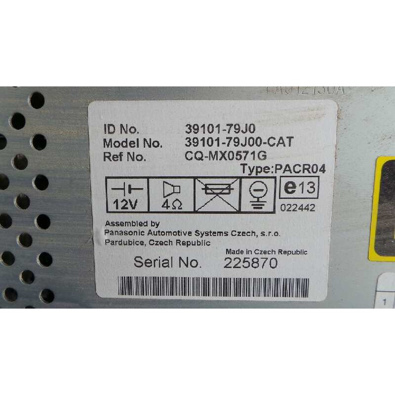 Recambio de sistema audio / radio cd para fiat sedici (189) referencia OEM IAM 3910179J0  