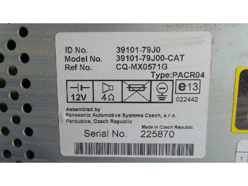 Recambio de sistema audio / radio cd para fiat sedici (189) referencia OEM IAM 3910179J0  