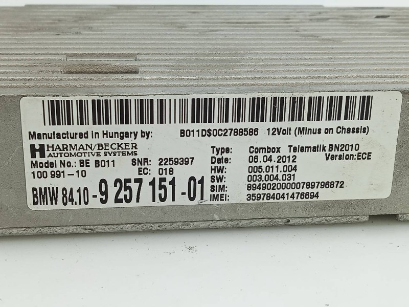 Recambio de modulo electronico para bmw serie 5 lim. (f10) 520d referencia OEM IAM 925715101  