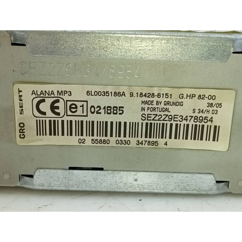 Recambio de sistema audio / radio cd para seat ibiza (6l1) ecomotive referencia OEM IAM 021885 6L0035186A 