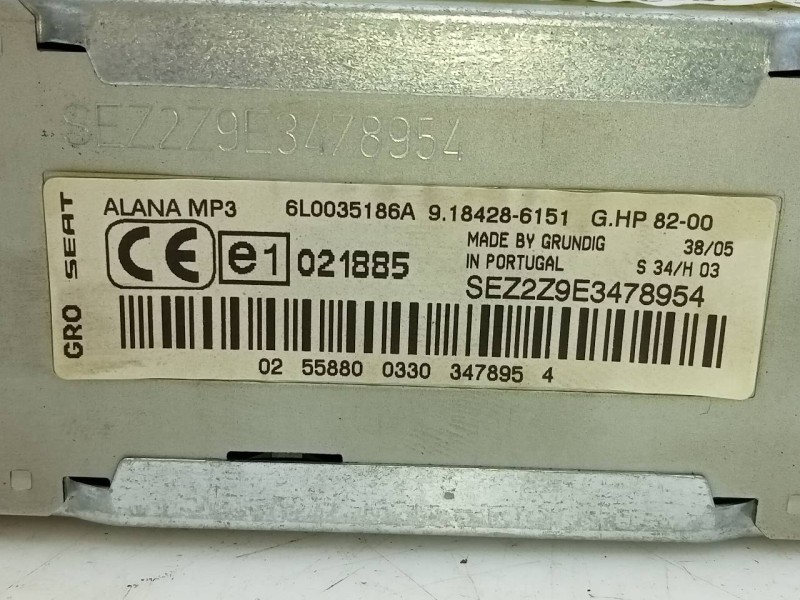 Recambio de sistema audio / radio cd para seat ibiza (6l1) ecomotive referencia OEM IAM 021885 6L0035186A 