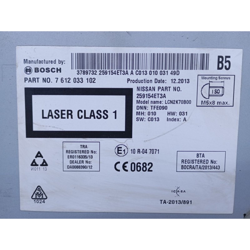 Recambio de sistema navegacion gps para nissan qashqai (j11) acenta referencia OEM IAM 259154ET3A 7612033102 