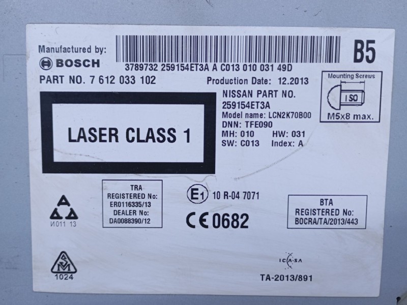 Recambio de sistema navegacion gps para nissan qashqai (j11) acenta referencia OEM IAM 259154ET3A 7612033102 