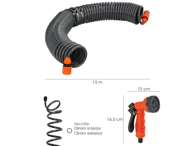 Recambio de ferreteria para universal acce. riego manguera autoenroscable con conectores 15 metros referencia OEM IAM 08070851 N