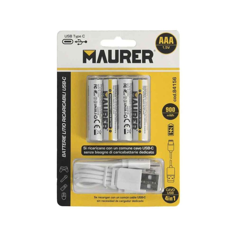 Recambio de ferreteria para universal pilas pila aaa 1,5v recargable por usb-c (4 unidades) referencia OEM IAM 19040215 80000718