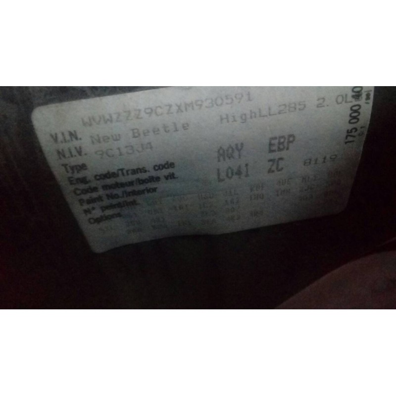 volkswagen new beetle cabriolet (1y7) del año 1999