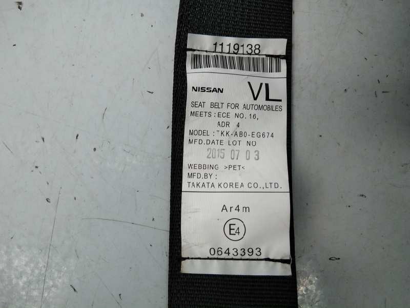 Recambio de cinturon seguridad trasero izquierdo para nissan x-trail (t32) tekna referencia OEM IAM   E2-A4-34-1