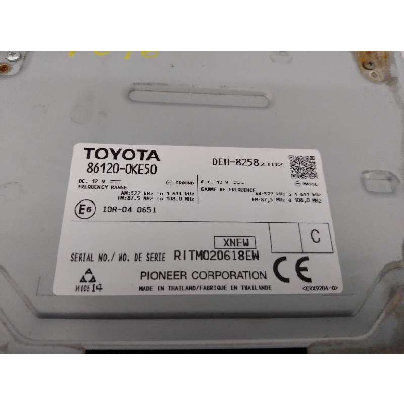Recambio de sistema audio / radio cd para toyota hilux (kun) referencia OEM IAM DEH8258ZT02 861200KE50 E3-B2-10-2