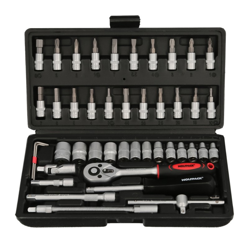 Recambio de juego herramientas de carraca para universal tienda / herramientas juego de llaves de vaso y puntas 1/4´´ 46 piezas 