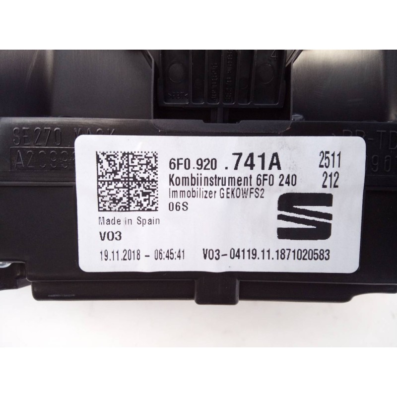 Recambio de cuadro instrumentos para seat ibiza (kj1) style referencia OEM IAM 6F0920741A  E2-A1-18-3