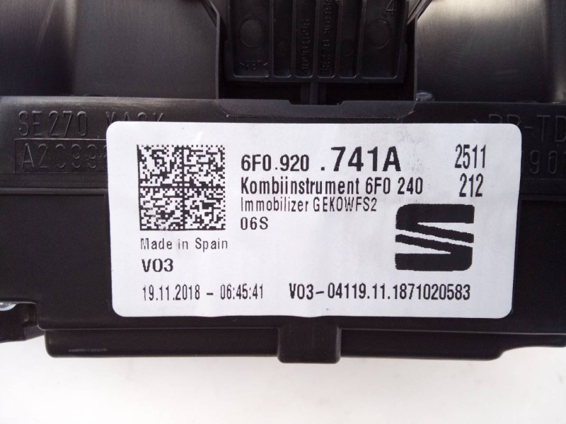 Recambio de cuadro instrumentos para seat ibiza (kj1) style referencia OEM IAM 6F0920741A  E2-A1-18-3