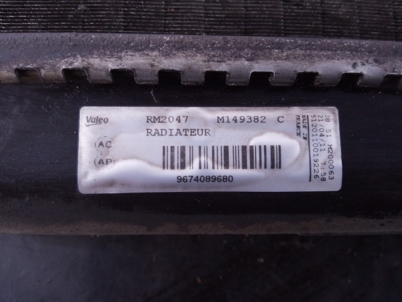 Recambio de radiador agua para citroën c4 lim. business referencia OEM IAM 9674089680  P2-B6-8