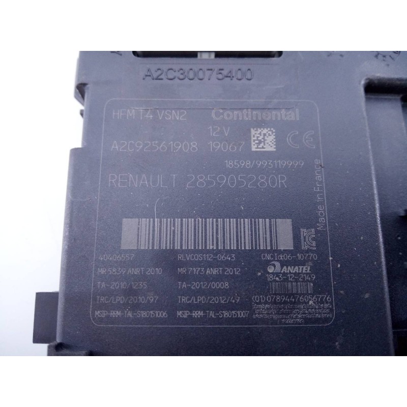 Recambio de modulo electronico para renault clio iv dynamique referencia OEM IAM 285905280R  E2-A1-33-2