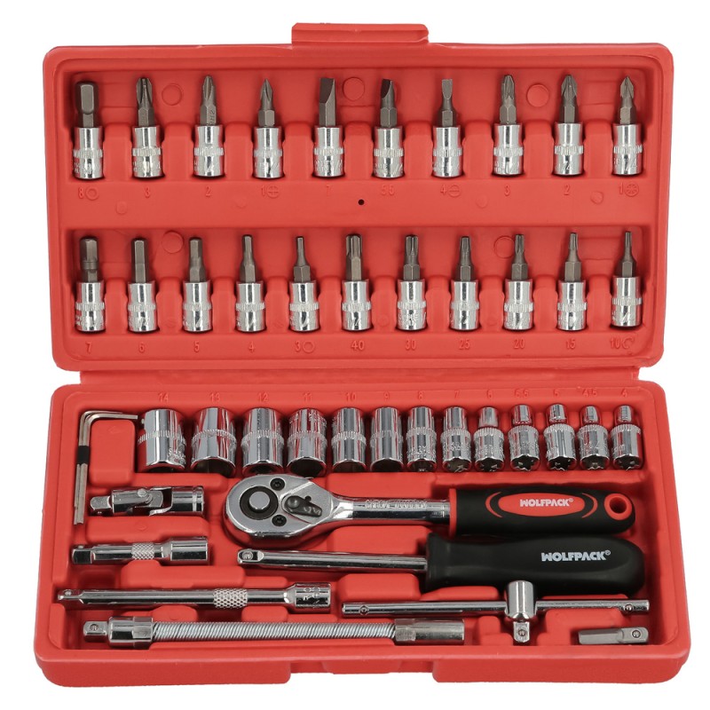 Recambio de juego herramientas de carraca para universal tienda / herramientas juego de llaves de vaso y puntas 1/4´´ 46 piezas 