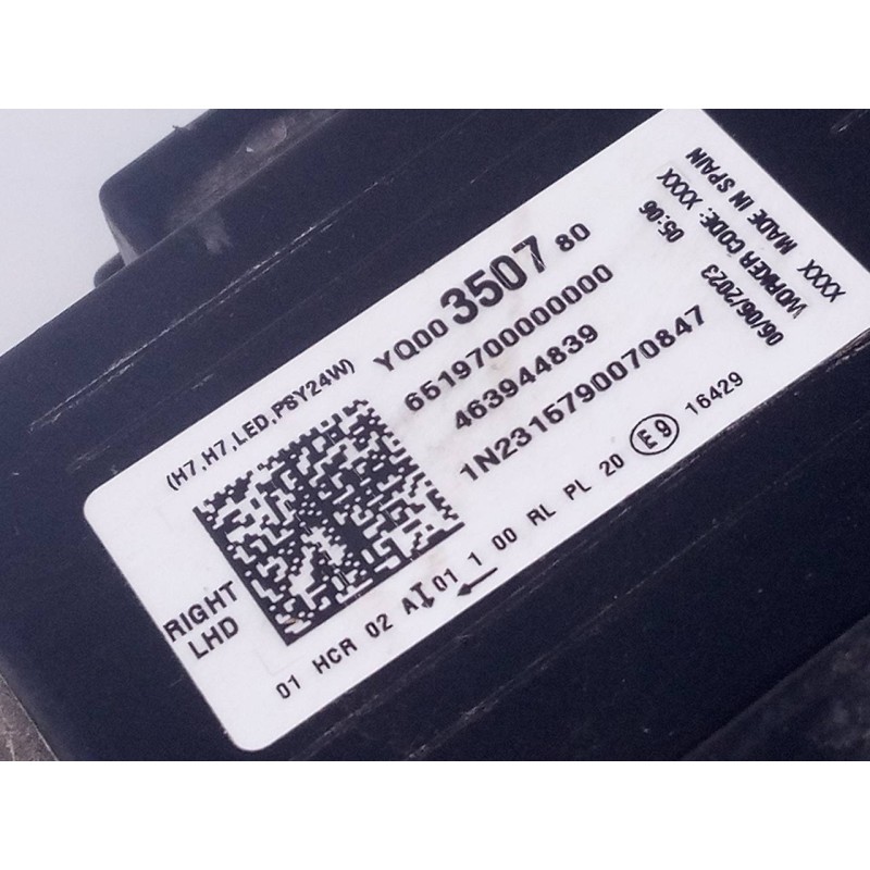 Recambio de faro derecho para opel crossland x excellence referencia OEM IAM 463944839 YQ00350780 E2-B6-63-2