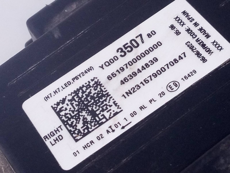 Recambio de faro derecho para opel crossland x excellence referencia OEM IAM 463944839 YQ00350780 E2-B6-63-2