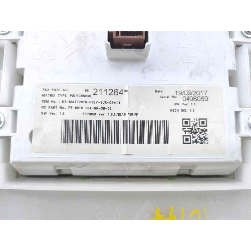 Recambio de cuadro instrumentos para peugeot 208 active referencia OEM IAM 9821126480  E3-B2-35-4