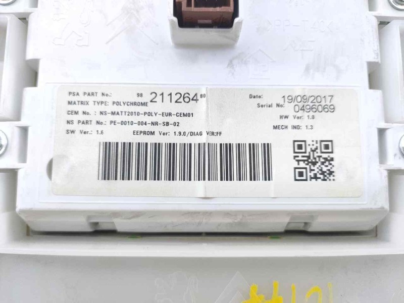 Recambio de cuadro instrumentos para peugeot 208 active referencia OEM IAM 9821126480  E3-B2-35-4