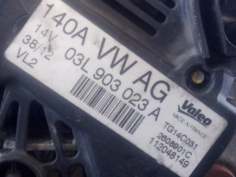 Recambio de alternador para volkswagen tiguan trendline plus referencia OEM IAM 03L903023A TG14C031 P3-A5-13-1