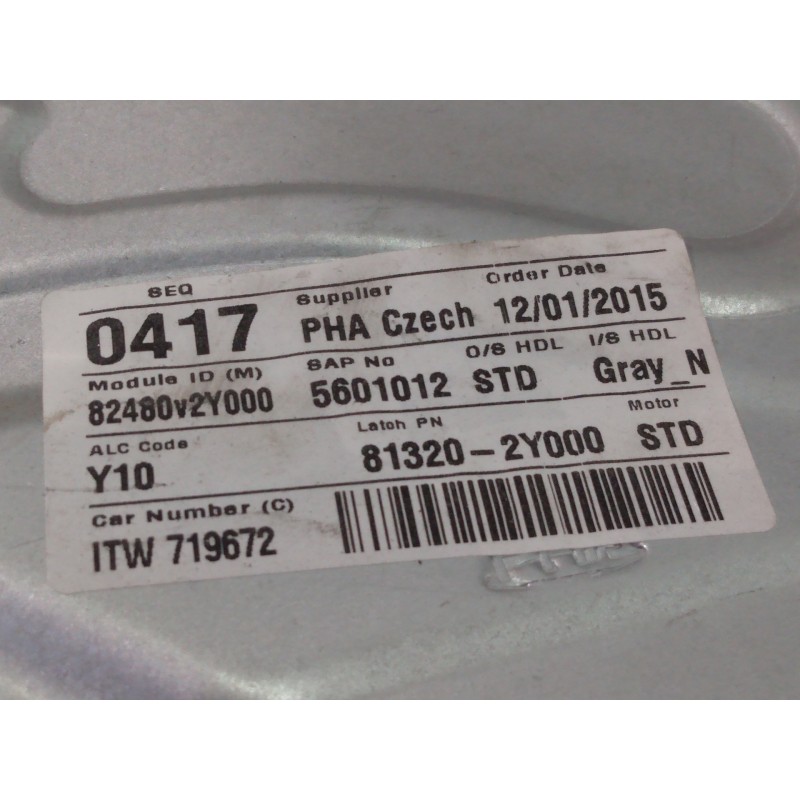 Recambio de elevalunas delantero derecho para hyundai ix35 style 2wd referencia OEM IAM 813202Y000  P2-B4-17