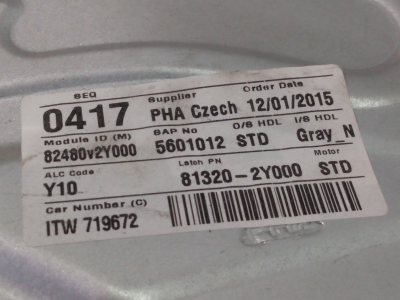 Recambio de elevalunas delantero derecho para hyundai ix35 style 2wd referencia OEM IAM 813202Y000  P2-B4-17