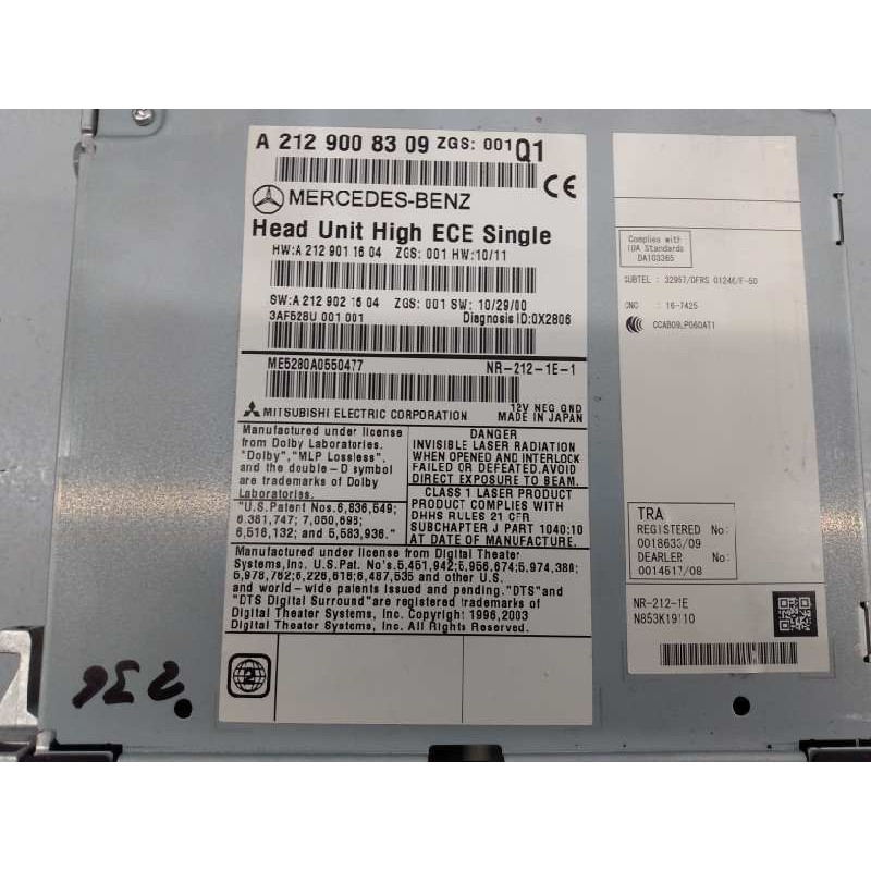 Recambio de sistema navegacion gps para mercedes-benz clase clk (w207) coupe 350 cdi blueefficiency (207.322) referencia OEM IAM