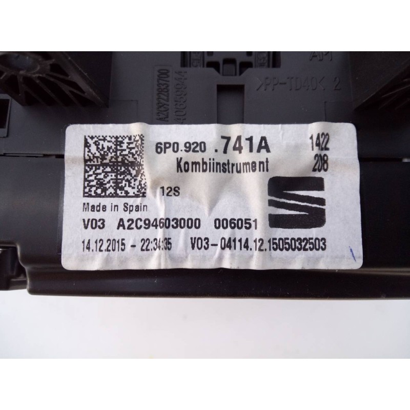 Recambio de cuadro instrumentos para seat ibiza (6p1) style referencia OEM IAM 6P0920741A  E2-A1-19-7