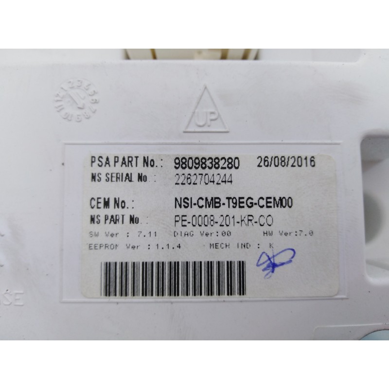 Recambio de cuadro instrumentos para peugeot 308 active referencia OEM IAM 9809838280 22627024244 E3-B2-23-4