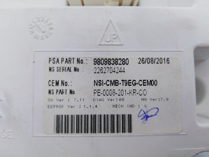 Recambio de cuadro instrumentos para peugeot 308 active referencia OEM IAM 9809838280 22627024244 E3-B2-23-4