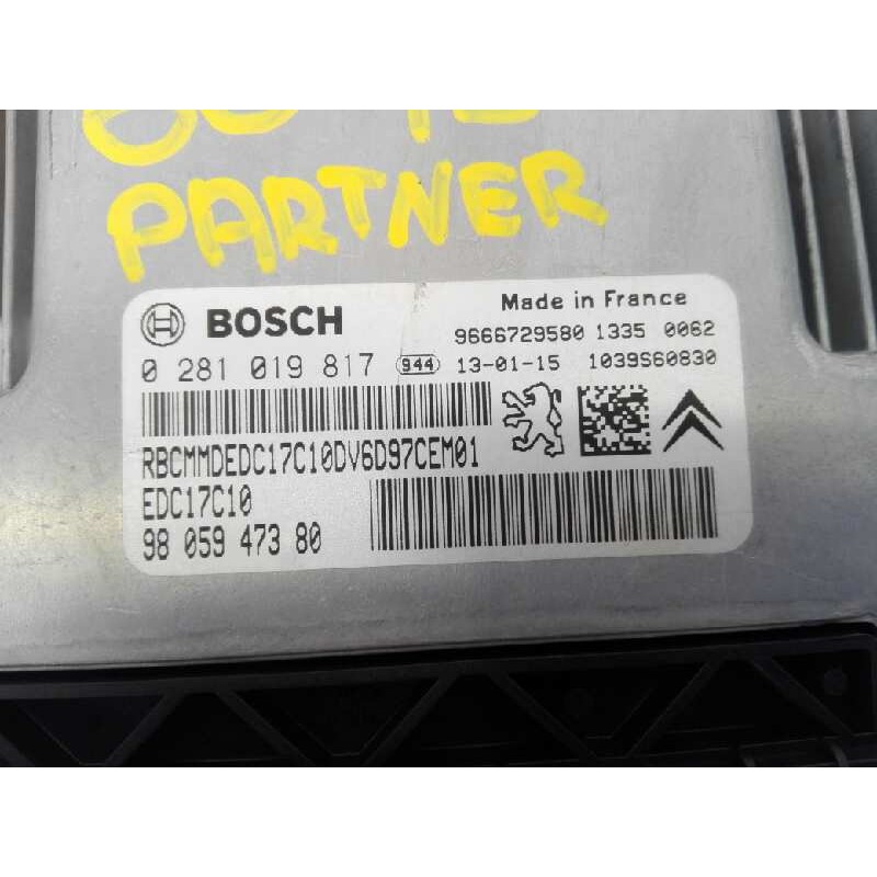 Recambio de centralita motor uce para peugeot partner kasten doble cabina referencia OEM IAM 9805947380 0281019817 E3-B2-25-3