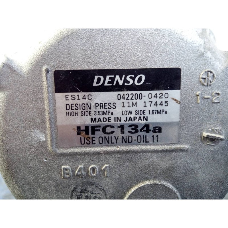 Recambio de compresor aire acondicionado para toyota auris hybrid advance referencia OEM IAM 0422000420 11M17445 P3-B3-22-1