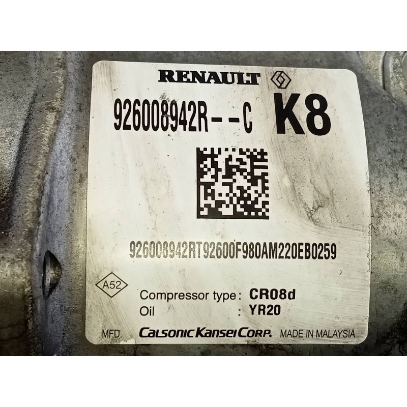 Recambio de compresor aire acondicionado para dacia lodgy stepway referencia OEM IAM 926008942R  P3-B2-19-4