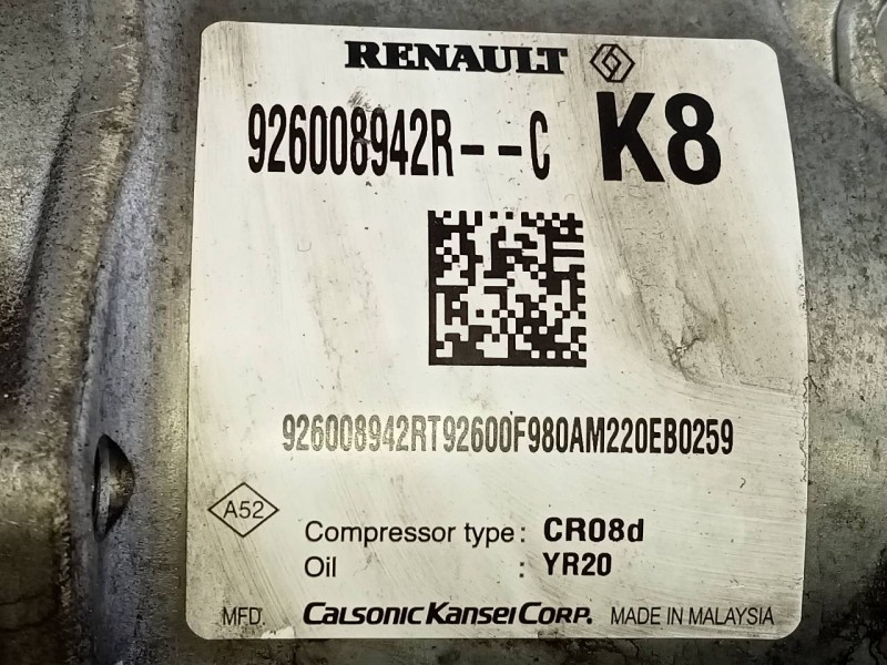 Recambio de compresor aire acondicionado para dacia lodgy stepway referencia OEM IAM 926008942R  P3-B2-19-4