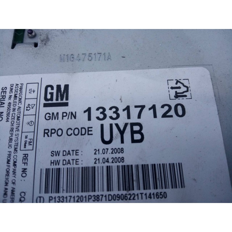Recambio de sistema audio / radio cd para opel insignia berlina cosmo referencia OEM IAM 13277909 13317120 