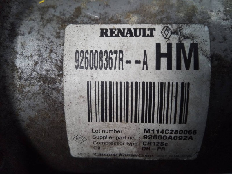 Recambio de compresor aire acondicionado para dacia lodgy ambiance referencia OEM IAM 926008367R  P3-A3-23-1