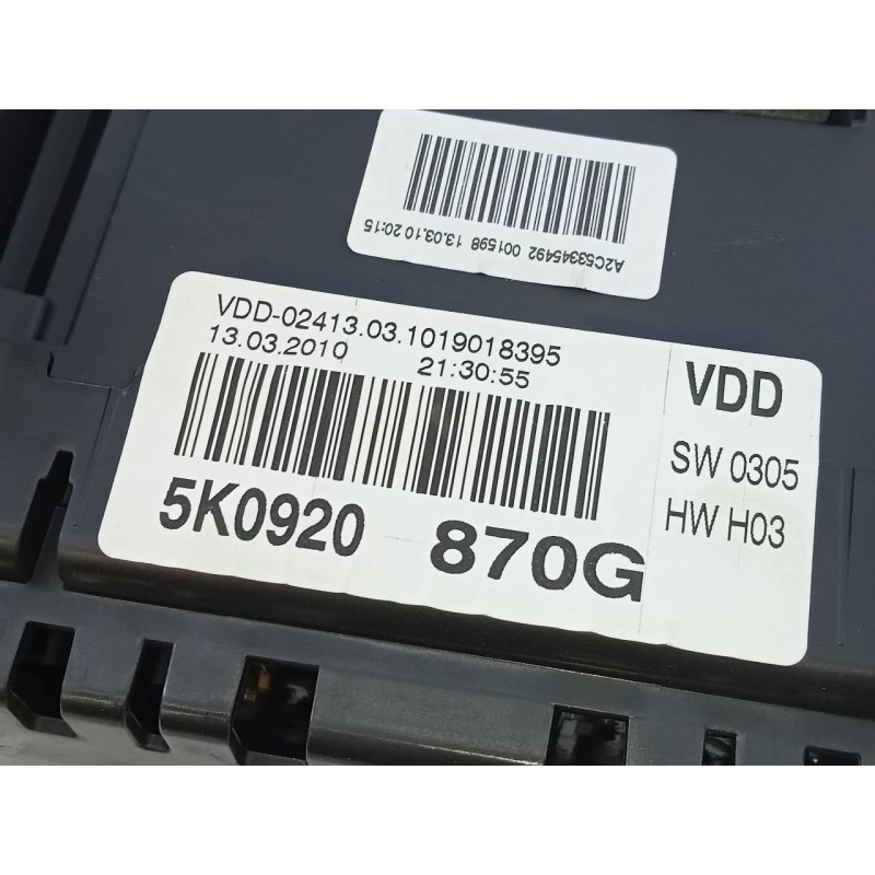 Recambio de cuadro instrumentos para volkswagen golf vi (5k1) rabbit bluemotion referencia OEM IAM 5K0920870G  E2-A1-12-2