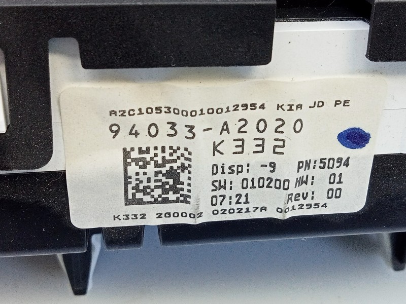 Recambio de cuadro instrumentos para kia cee´d drive referencia OEM IAM 94033A2020  E3-A3-25-4