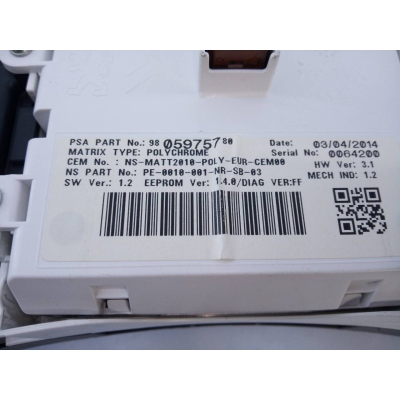 Recambio de cuadro instrumentos para peugeot 508 active referencia OEM IAM 9805975780  E3-B2-50-4
