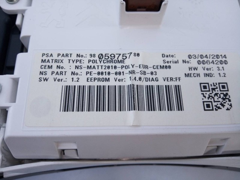 Recambio de cuadro instrumentos para peugeot 508 active referencia OEM IAM 9805975780  E3-B2-50-4