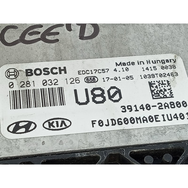 Recambio de centralita motor uce para kia cee´d drive referencia OEM IAM 391402A800 0281032126 E3-A3-29-2